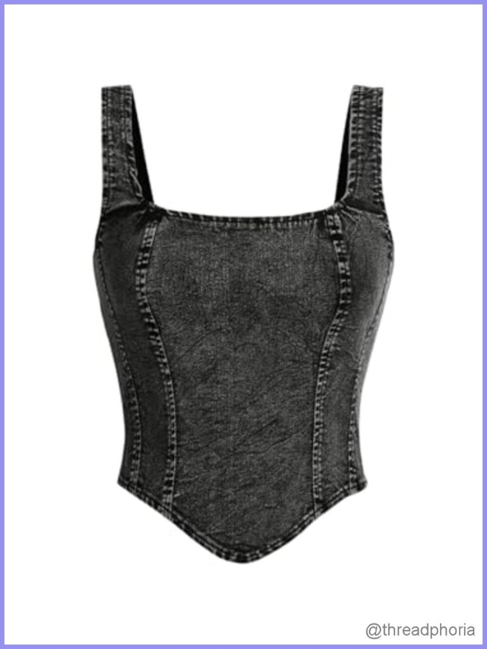 Women's Sleeveless Square Neck Denim Tank Top Asymmetrical Hem Zipper